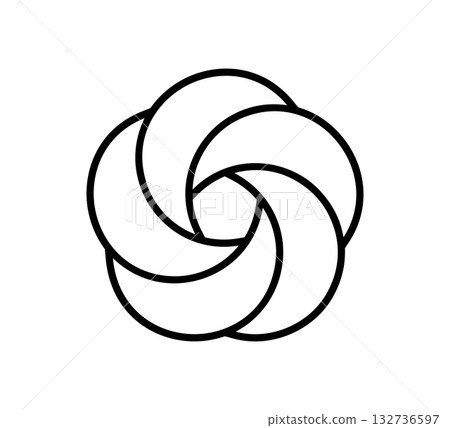 Circle Venn diagram with five parts. Intersecting circles. Infographic chart line icon. 5 overlap balance elements diagram. Business process chart. Vector illustration isolated on white background 132736597