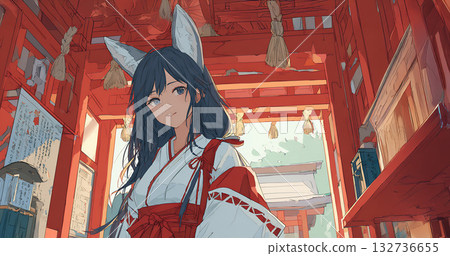 一位穿著巫女服的女孩 132736655