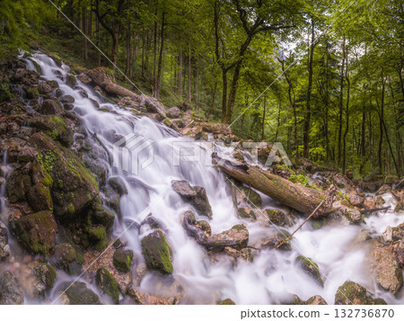 Rothbach Waterfall near Konigssee lake in Berchtesgaden National Park, Germany 132736870