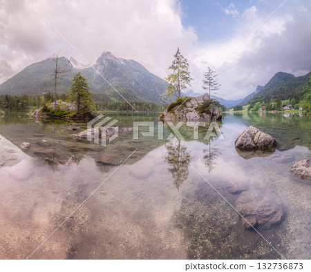 View of Hintersee lake in Berchtesgaden National Park Bavarian Alps, Germany 132736873