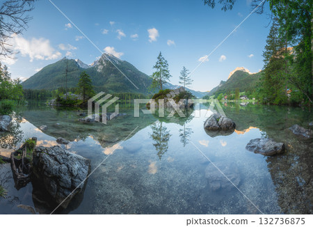 View of Hintersee lake in Berchtesgaden National Park Bavarian Alps, Germany 132736875