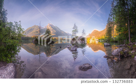 View of Hintersee lake in Berchtesgaden National Park Bavarian Alps, Germany View of Hintersee lake in Berchtesgaden National Park Bavarian Alps, Germany 132736883