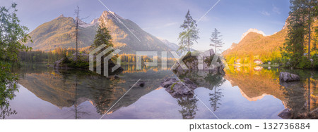 View of Hintersee lake in Berchtesgaden National Park Bavarian Alps, Germany 132736884