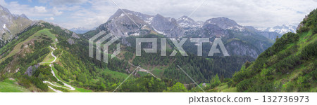 Mountain valley with tracks near Jenner mount in Berchtesgaden National Park 132736973