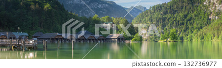 Passenger boat station, pier or dock on Konigsee lake in Berchtesgaden, Germany Passenger boat station, pier or dock on Konigsee lake in Berchtesgaden, Germany 132736977