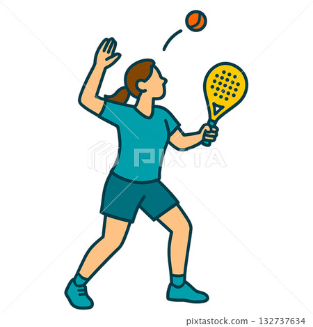 圖解:一名女子正在打板式網球。 圖解:一名女子正在打板式網球。 132737634