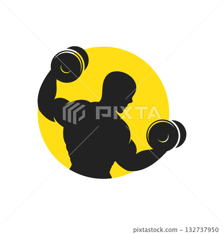 muscular man lifting heavy dumbbells muscular man lifting heavy dumbbells 132737950