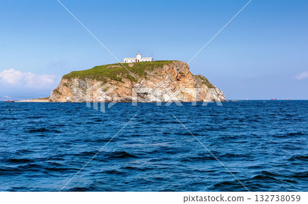 Skryplev Island Lighthouse. Peter the Great Bay. Skryplev Island Lighthouse. Peter the Great Bay. 132738059