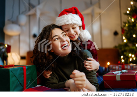 family celebrating Christmas 132738238