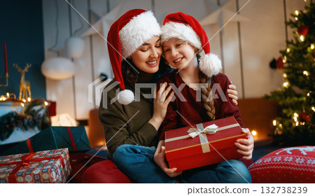 family celebrating Christmas family celebrating Christmas 132738239