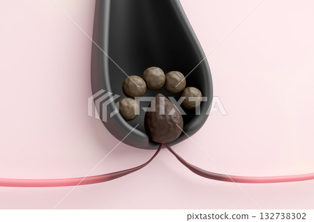 CG illustration of thinning hair caused by poor blood circulation and malnutrition of the hair papilla CG illustration of thinning hair caused by poor blood circulation and malnutrition of the hair papilla 132738302