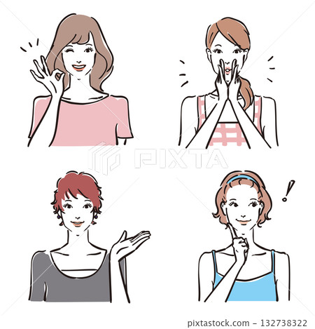 成年女性的各種表情 - 變體 16 成年女性的各種表情 - 變體 16 132738322