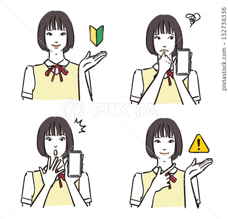 女學生的各種表情(變體4) 女學生的各種表情(變體4) 132738336