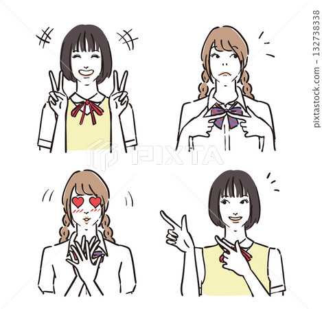 女學生的各種表情(變體2) 女學生的各種表情(變體2) 132738338