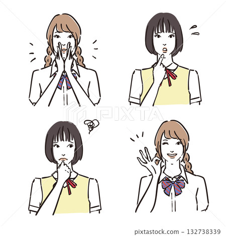 女學生的各種表情(變體1) 女學生的各種表情(變體1) 132738339