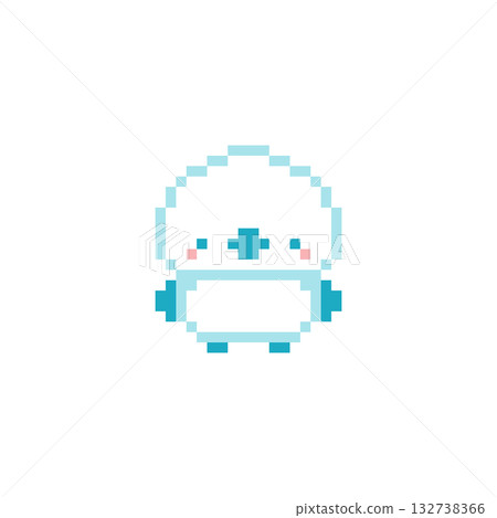 淺藍色長尾山雀像素畫 132738366