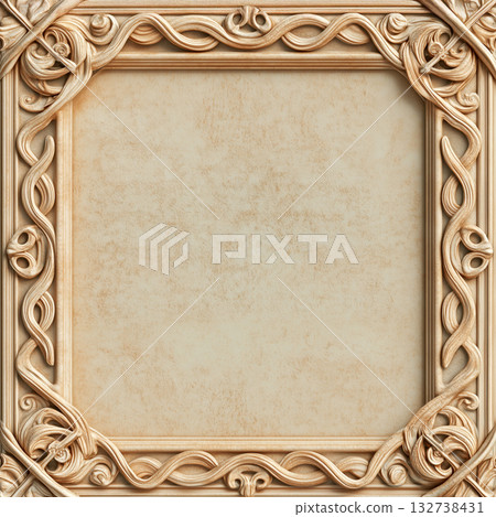 Medieval theme background on square template with copy space for text in pastel color tones. 132738431