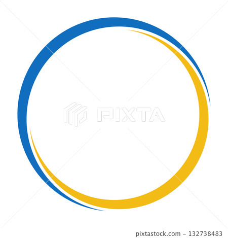 Blue yellow arc circle icon, logo ua, clean circular frame 132738483