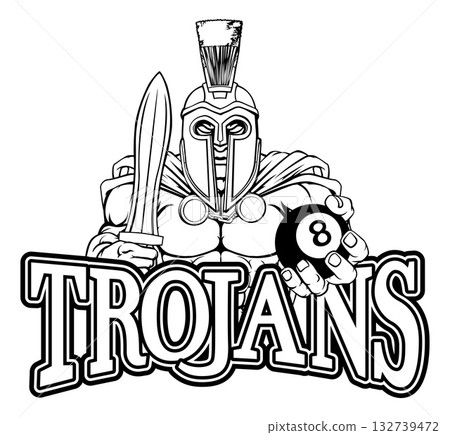 Spartan Trojan Pool Ball Billiards Mascot Cartoon Spartan Trojan Pool Ball Billiards Mascot Cartoon 132739472