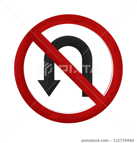 Illustration of no u turn sign 132739480