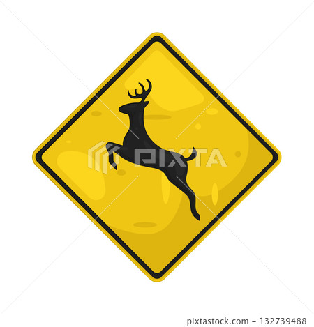 Illustration of deer crossing sign  132739488