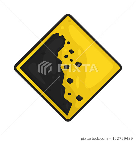 Illustration of landslide warning sign Illustration of landslide warning sign 132739489