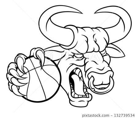 Bull Minotaur Longhorn Cow Basketball Mascot Bull Minotaur Longhorn Cow Basketball Mascot 132739534