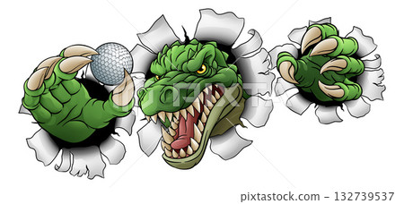 Crocodile Dinosaur Alligator Golf Sports Mascot Crocodile Dinosaur Alligator Golf Sports Mascot 132739537