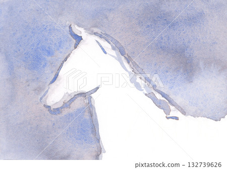 水彩馬插圖 132739626