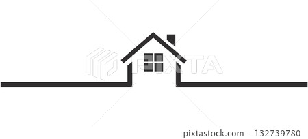 Minimal House Line icon with space for text 132739780