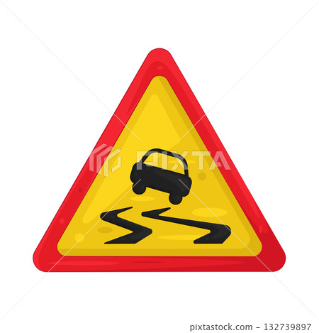 Illustration of slippery road sign 132739897