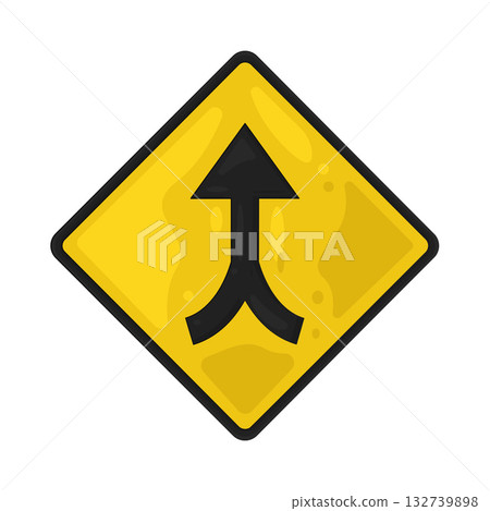 Illustration of merge traffic sign Illustration of merge traffic sign 132739898