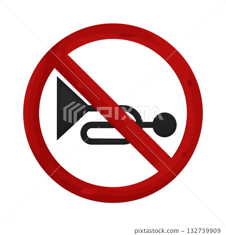 Illustration of no horn sign Illustration of no horn sign 132739909