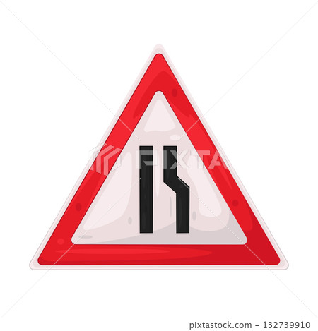 Illustration of road narrows sign Illustration of road narrows sign 132739910