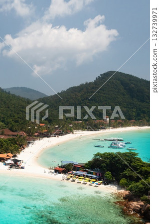 Aerial view of the tropical island of Redang in Malaysia. Long Beach Beach 132739971