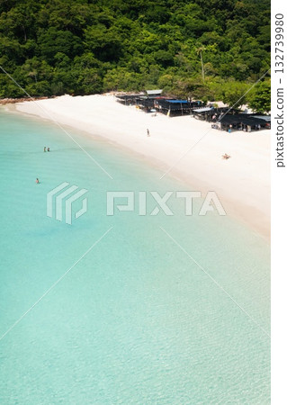 Beautiful beach scenery on a sunny day with clear water on Redang Island in Malaysia. Turtle Beach 132739980