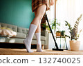woman vacuuming floor 132740025