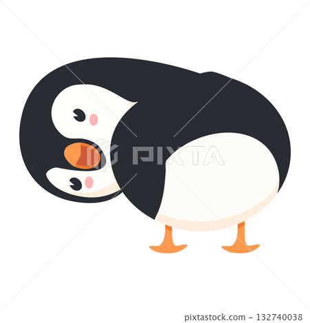 Cartoon of a penguin turning its back 132740038