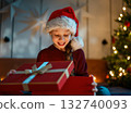 girl with Christmas gift 132740093