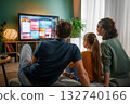 family watching  TV at home 132740166