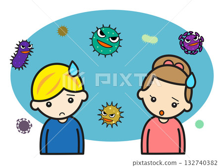 Children in trouble surrounded by viruses Children in trouble surrounded by viruses 132740382