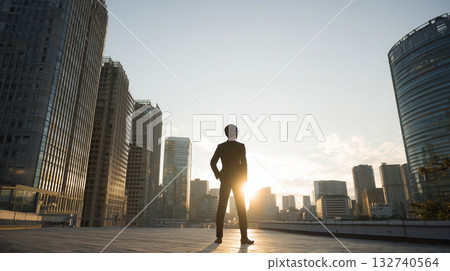 Businessman standing on the roof Businessman standing on the roof 132740564