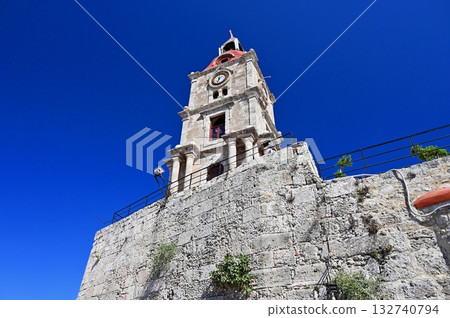 Rhodes old town aerial panoramic view in Rhodes island in Greece Rhodes old town aerial panoramic view in Rhodes island in Greece 132740794