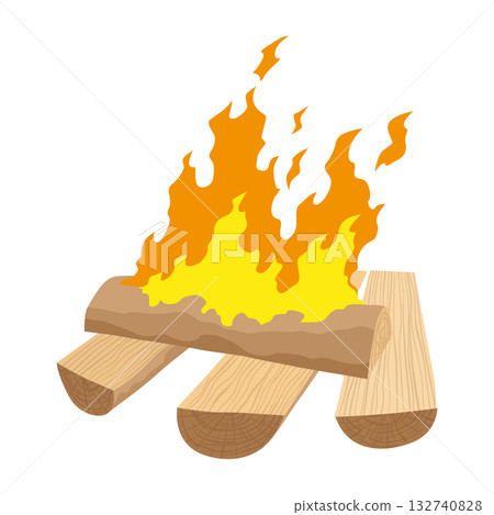 Fireplace campfire type. Burning wood, travel and adventure symbol. Vector bonfire or woodfire in cartoon flat style. Tourist bonfires in stack Fireplace campfire type. Burning wood, travel and adventure symbol. Vector bonfire or woodfire in cartoon flat style. Tourist bonfires in stack 132740828