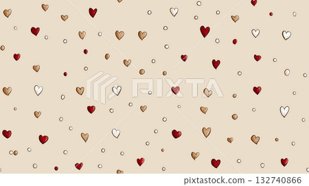 Hand drawn hearts creating seamless love pattern background 132740866