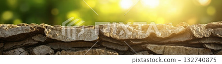 Tree bark texture with sun illuminating forest background 132740875