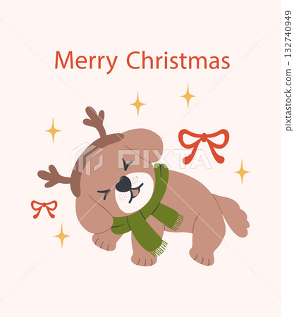 christmas dog illustration in cute flat design style for festive projects and for greeting cards christmas dog illustration in cute flat design style for festive projects and for greeting cards 132740949