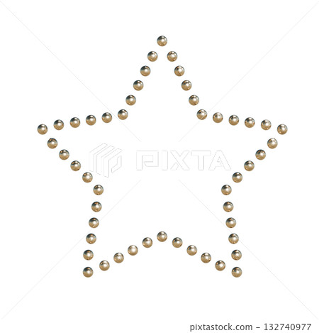 A frame of gold dots arranged in the shape of a star. CG illustration of a star seen from the front. A frame of gold dots arranged in the shape of a star. CG illustration of a star seen from the front. 132740977