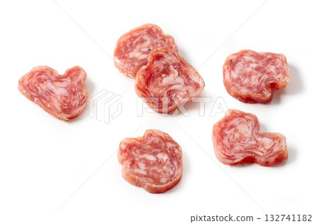 slices of dry spanish sausage 132741182