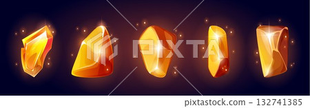 Game crystal gem collection with golden nugget Game crystal gem collection with golden nugget 132741385